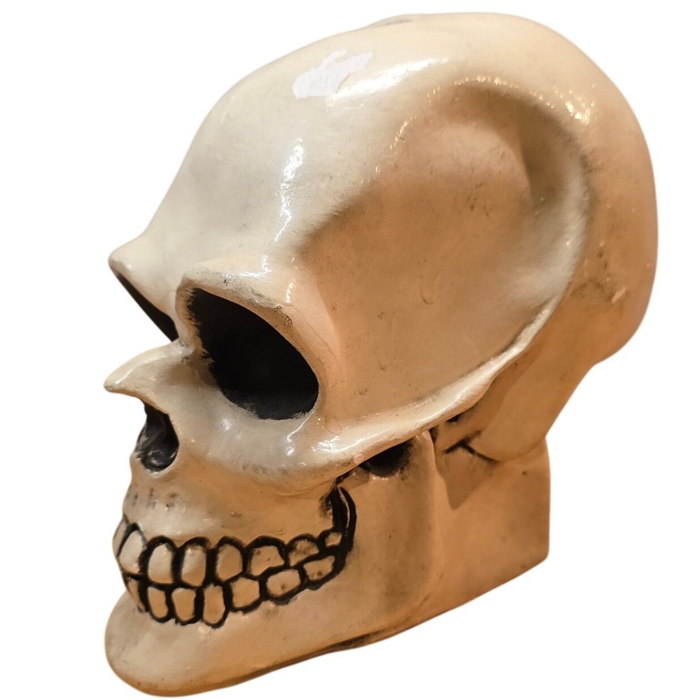 Large‎ 9" Ceramic Human Skull from Mexico Decorative Heavy